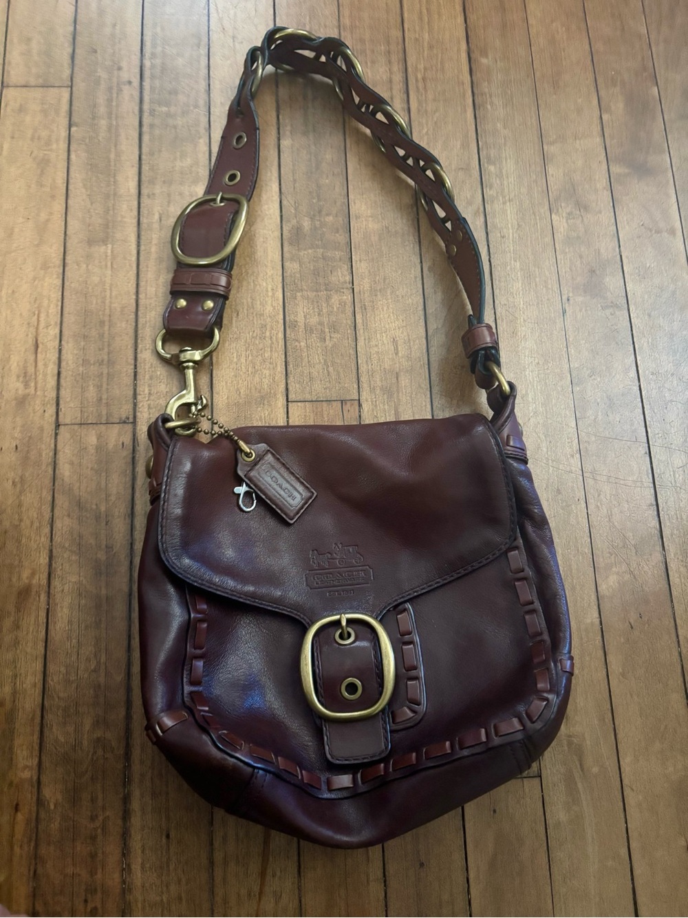 Coach Tattersall Bleeker Legacy Whiskey Brown Large Vintage Shoulder Bag